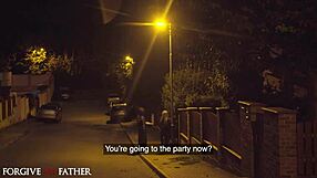 Horny blonde milf with huge boobs gets creampied by preacher on way to halloween party 😈