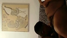 BBW Roxy sucks a hard cock with shaved pussy on display.