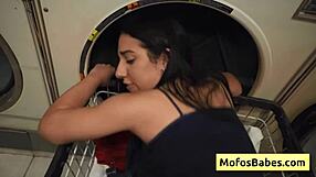 Cutie teen nikki mars with round butt at the laundromat