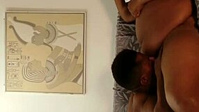 BBW Roxy sucks a hard cock with shaved pussy on display.