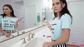 Teen Veronica Church bent over in church dress for Jay Rock