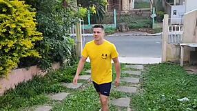 Husband's Lawn Mistake Leads to Hidden Latina Wife's Secret Blowjob with Friend