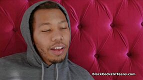 Teen pawg performs oral on writer's big black cock in interracial scene