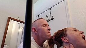 Bathroom quickie with big tits wife