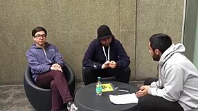 In this gay video, a blonde couple engages in anal assfucking with a redhead partner