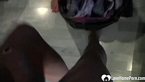 wife caught watching porn blows horny cock