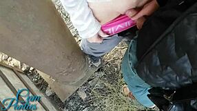 Real Public Cum Panties Near Trains With Handjob And Creampie.