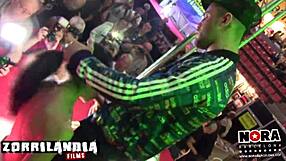 Colombian Brunette Handjobs Big Cock at Party