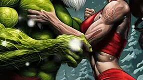 Adult animated comic featuring a sexy muscular girl