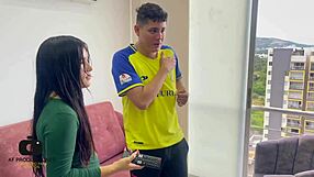 My step-sister learns how to suck my big dick