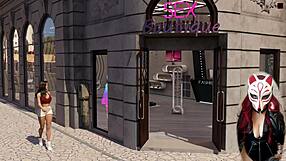 What naughty boss plays upskirt games in leather skirt at brothel