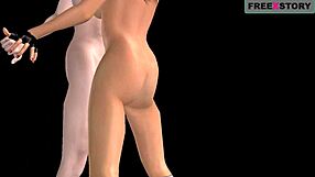 hey, cute girls lick pussy with strapon in 3d anime 😍