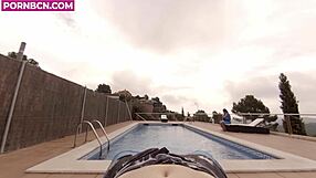 Young nympho neighbor enters community pool horny and wants outdoor fuck pov latina spanish porn