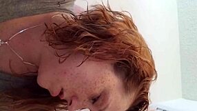 Bathroom quickie with big tits wife