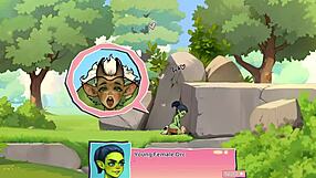 Orc girl teases lucky boy