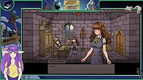 In this anime hentai, the brunette witch trainer with big tits teaches college students in part 20