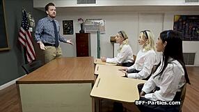 big dick shared in wild classroom foursome