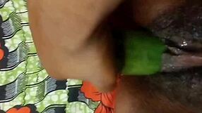 Cyndy Blackslave Fucks Cucumber with Squirt!