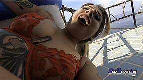 preciosa joven mexicana folla al aire libre frente a su marido