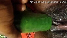 Cyndy Blackslave Fucks Cucumber with Squirt!