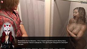 Blonde MILF Myriam Bathes in a Russian Game Shower