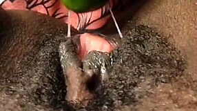 Cyndy Blackslave Fucks Cucumber with Squirt!