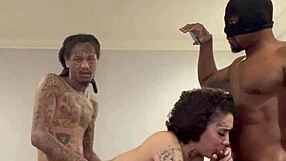 Big black cock gangbang in interracial sex scene