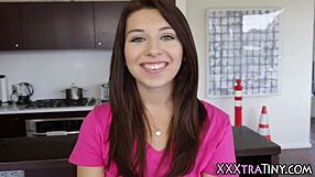 Petite Teenager Swallows Cum After Intense Fingering and Handjob Session