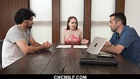 Hot wife lets stepson and husband fuck her in cowgirl and oral group sex