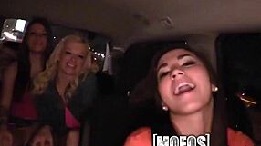 Blonde and brunette teens feel intense pleasure in group sex session.