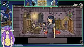 In this anime hentai, the brunette witch trainer with big tits teaches college students in part 20