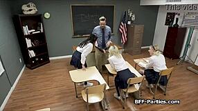 big dick shared in wild classroom foursome