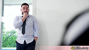 milf wife teases in white fishnets, hubby tests lingerie with pov blowjob on big tits