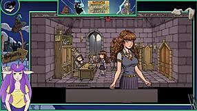 In this anime hentai, the brunette witch trainer with big tits teaches college students in part 20