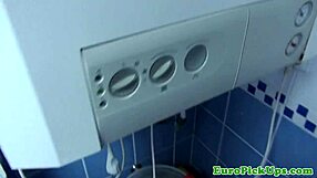 Euro girl next door strips nude outdoors for cash payment