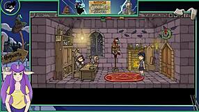 In this anime hentai, the brunette witch trainer with big tits teaches college students in part 20