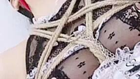 Naked Slave in Rough Rope Binding Dildo Deepthroat Orgasm!