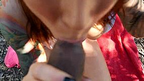 Felicity Feline Pleasures Herself Outdoors Before Sucking Off The Park Ranger. Intense Masturbation And Blowjob Action In Public.