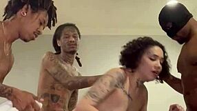Big black cock gangbang in interracial sex scene