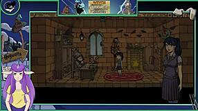 In this anime hentai, the brunette witch trainer with big tits teaches college students in part 20