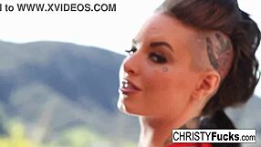 Hot christy mack showcases her tattooed big tits and ass in solo masturbation compilation.