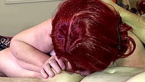 Redhead Granny Sucks Cock Deep Throat Hardcore! Amateur BBW Licks It All.