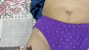 Indian Girl Models Shalwar Suit with Purple Panty