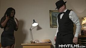 Black Brunette Fucked By Old