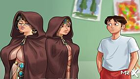 summertimesaga headmistress receives erotic blowjob in uncensored anime hentai scene e4 71