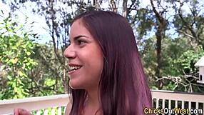 Aussie lesbians in outdoor threeway fingering and oral.