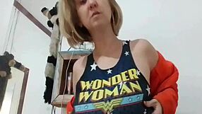 my video call with stella still in red, full on, featuring blonde milf with big tits and ass squirting solo