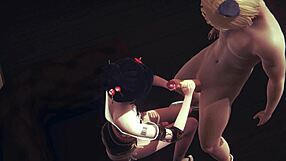 Sissy trap crossdresser gets a creampie in Yaoi femboy game
