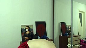 Brunette camgirl oils her huge tits