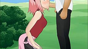 Naruto - Sakura Haruno gives a deep blow job